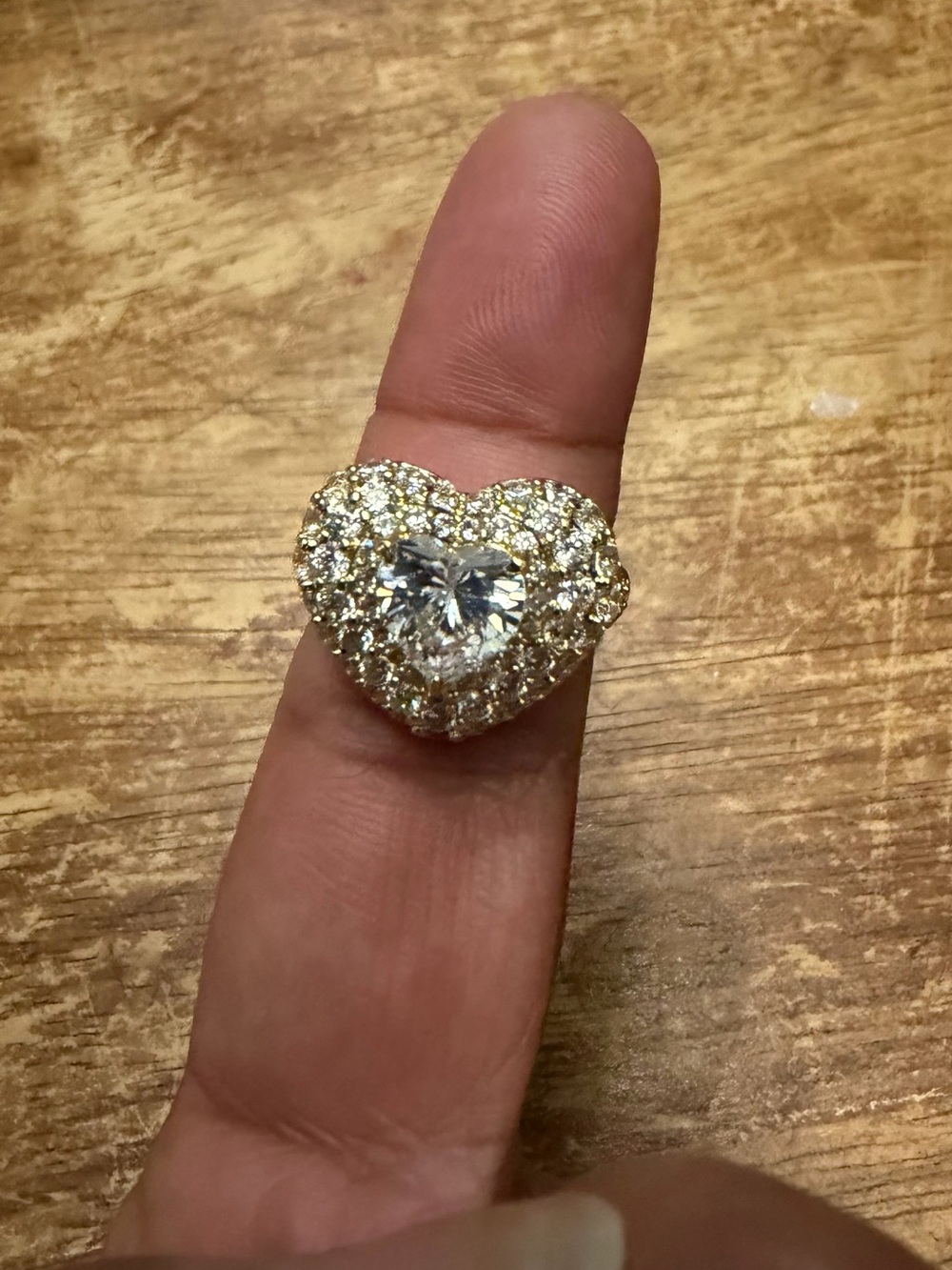 Gold-Tone Heart Crystal Statement Ring - Sparkling Heart Design